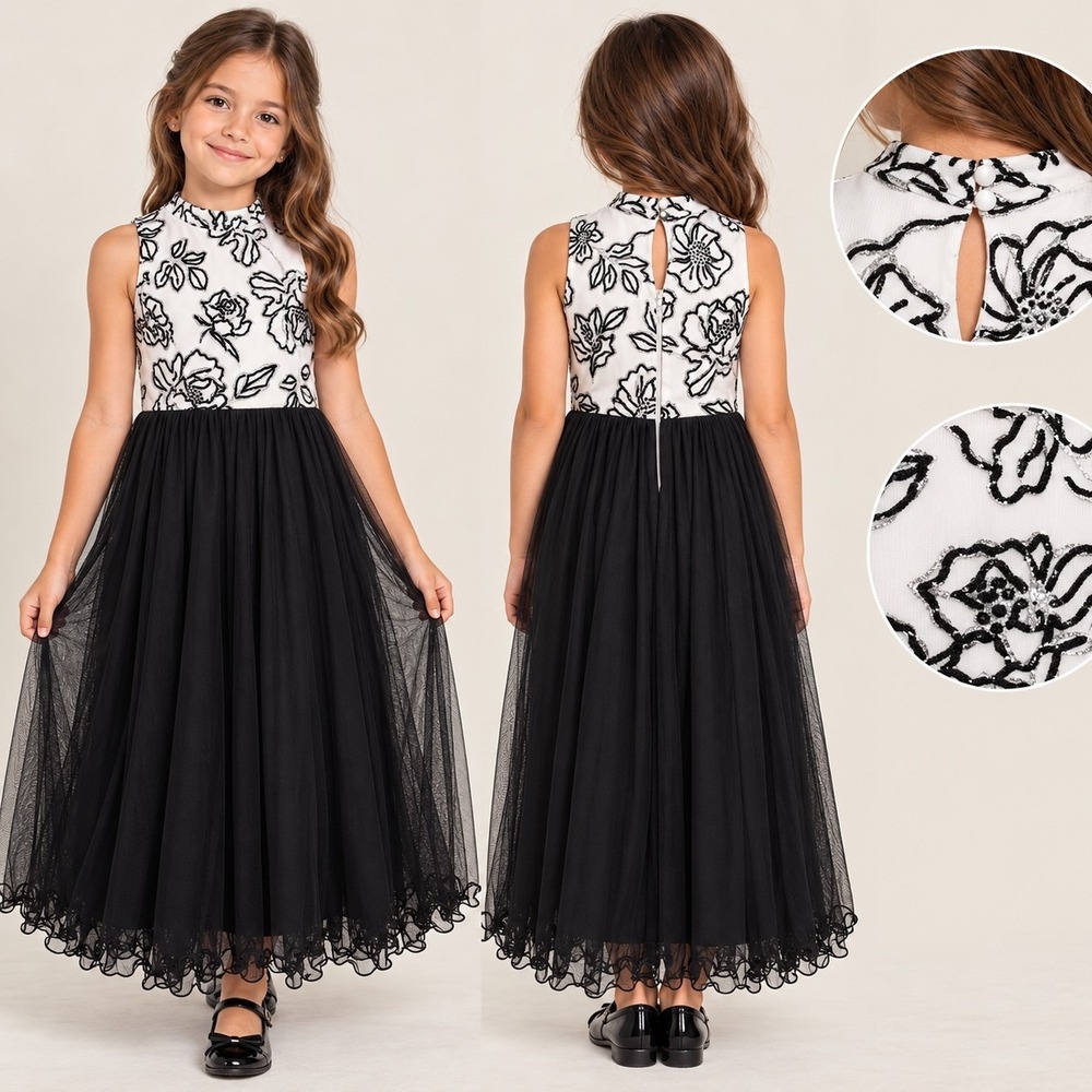 Speechless High-neck Formal Girls Dress Embroidered Sleeveless Tulle Skirt Party